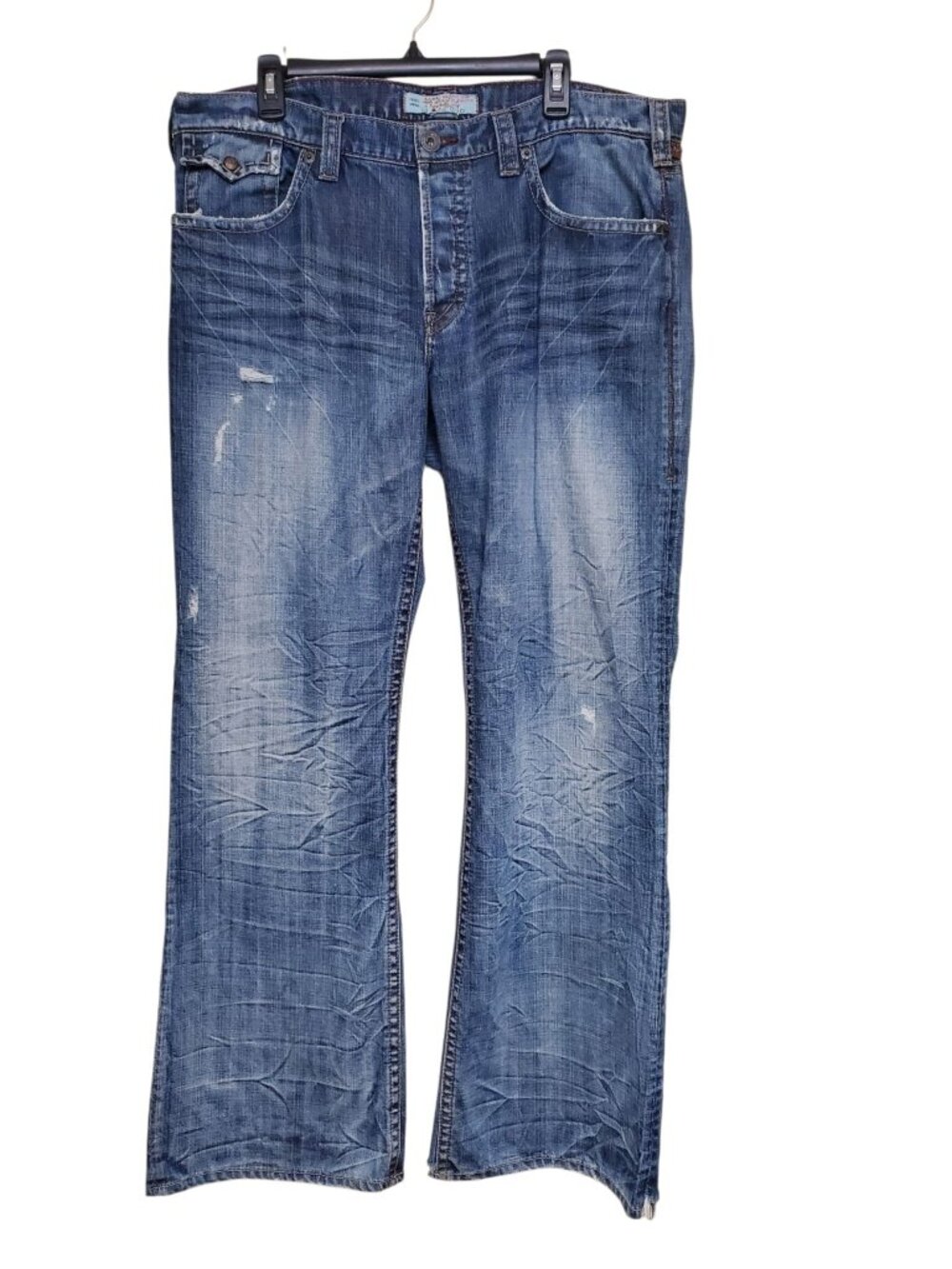 1921 Men's Heavy Distressed Button Fly Japanese Denim Bootcut Jeans Size 38x34